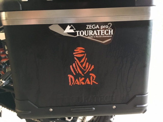 dakar decal on pannier